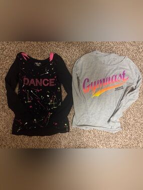 Black 'Dance' Splash-Print and Gymnastics long sleeve tshirts